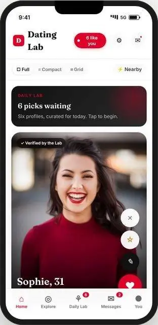 Dating Lab home screen